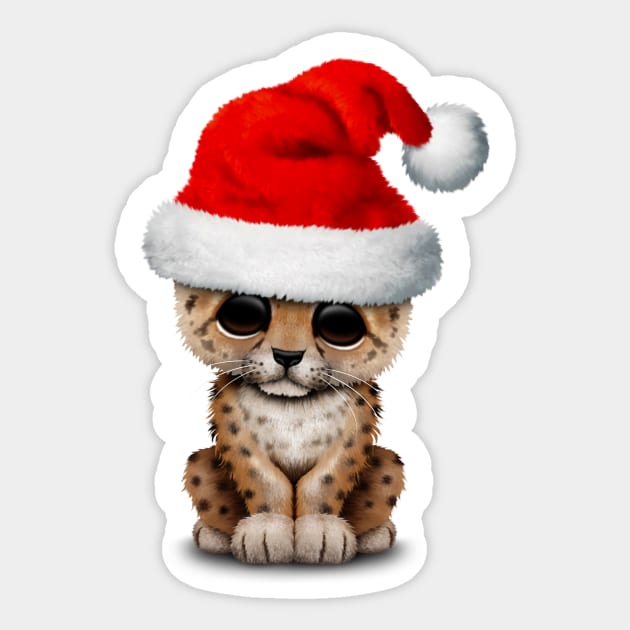 Cute Leopard Cub Wearing a Santa Hat Sticker by jeffbartels